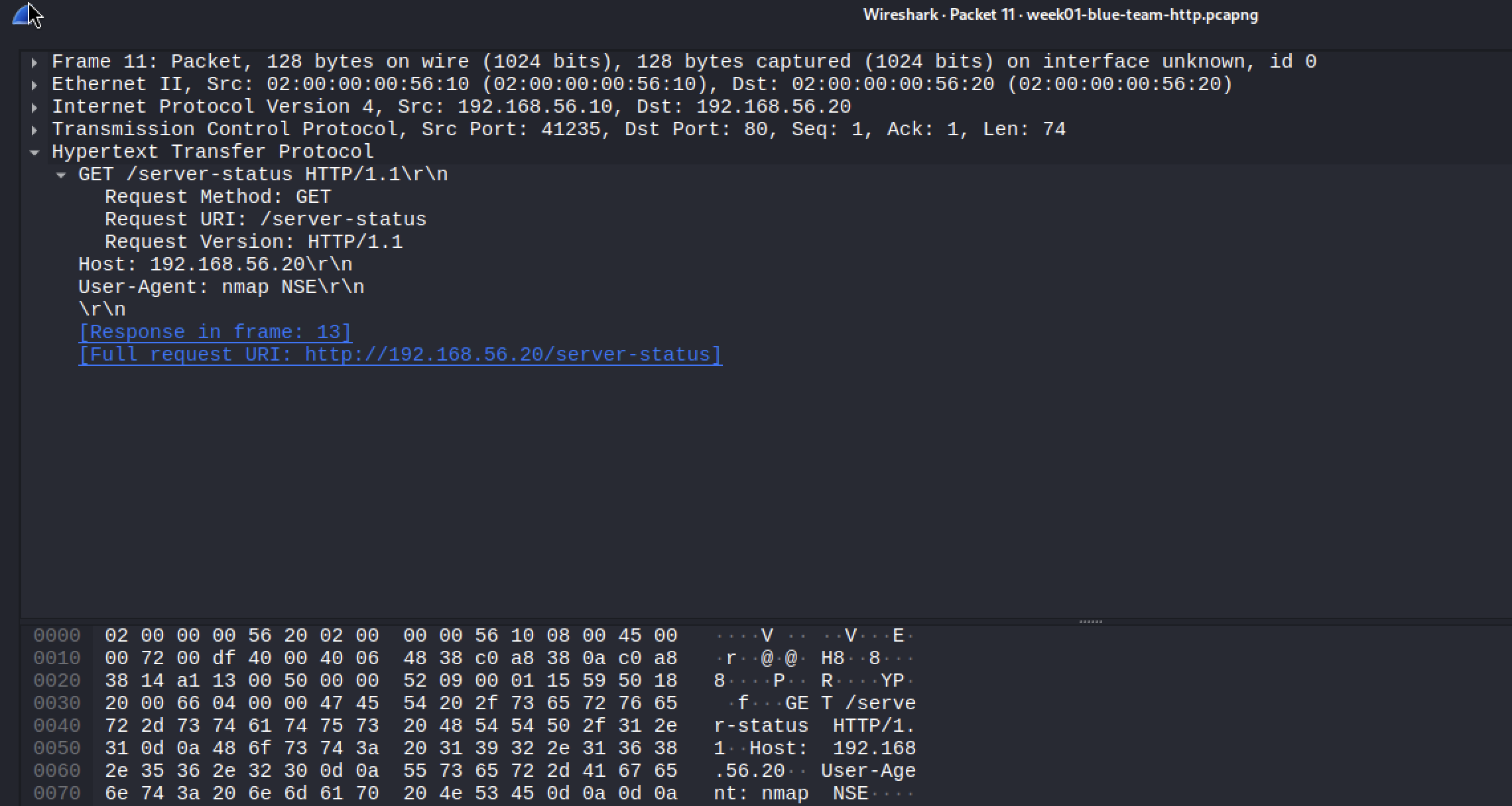 User-Agent에 nmap NSE가 그대로 찍혀 있다